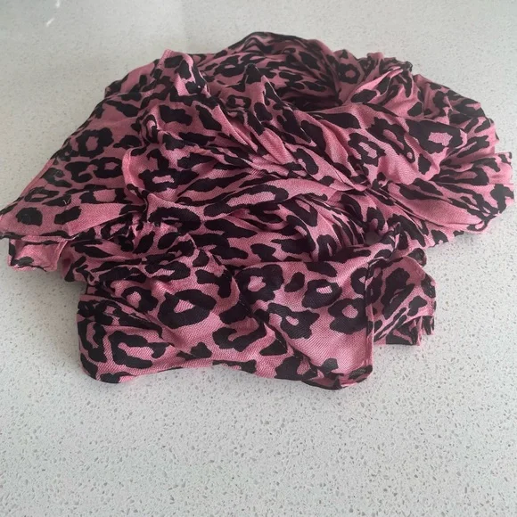 CAbi Wild Leopard Print Scarf in Pink and Black - Picture 3 of 5